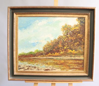 Ecole du XXème siècle. Paysage à la rivière.