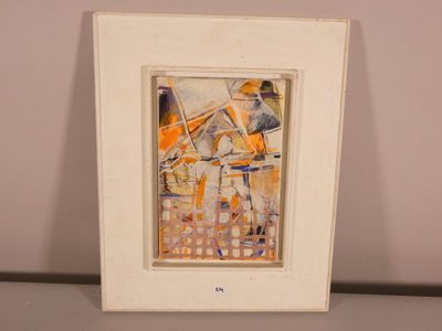 painting of a picture of a man and a woman in a white frame