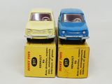 two toy cars that are sitting on top of each other