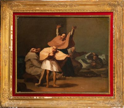 une image représentant un tableau où l'on voit un homme tenant une femme dans ses bras