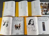 several pages of a book with drawings of people on them