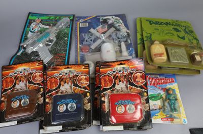 a lot of toys and books on the table