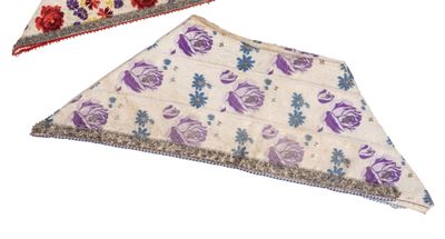 two pieces of cloth with different designs on them