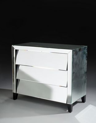 commode à miroir avec trois tiroirs de chaque côté