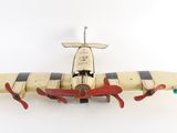 a toy airplane that is sitting on top of a table