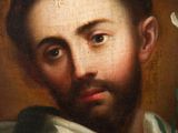 an image of a painting of a man with a flower in his hand