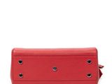 a red leather purse with rivets and rivets on the front