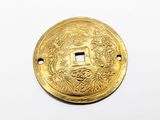 an image of a gold coin sitting on top of a white surface