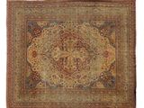 tapis persan antique à motif de médaillon sur fond beige