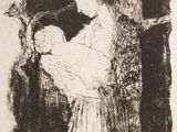 l'image d'un dessin représentant une femme tenant un bébé