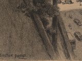 a drawing of a man on a ski slope