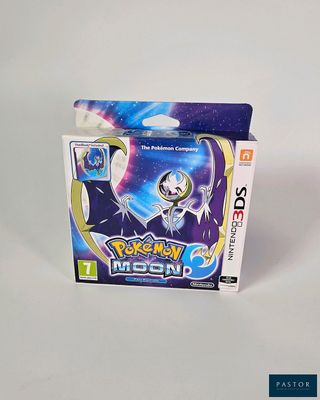 Nintendo 3DS - Pokémon Lune - boîte - face avant - ouverte - pour - dévoiler - la - nouvelle - boîte de Pokémon Lune - face avant