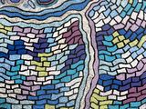 une image représentant un tableau avec un motif bleu, violet et vert