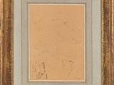 un dessin représentant un homme et une femme de profil, dans un cadre doré