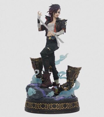 statue of a woman with a sword standing on top of a boat