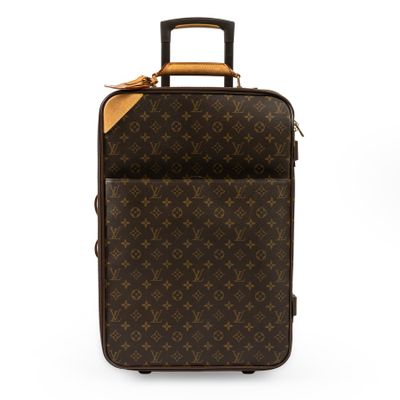 louis vuitton monogram canvas suitcase with leather handle