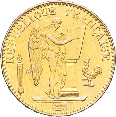 une image représentant une pièce d'or sur laquelle figure un ange