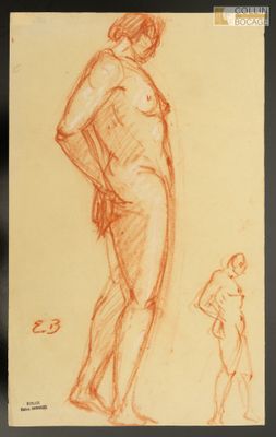 une image représentant le dessin d'une femme debout à côté d'un homme