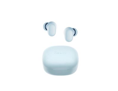 an image of a pair of blue earphones on a white background