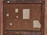 an old picture of a piece of wood with a piece of paper on it