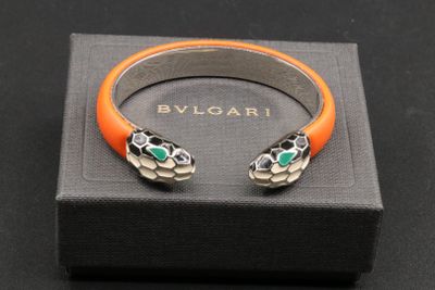 bvlgari orange and green enamel bang bracelet