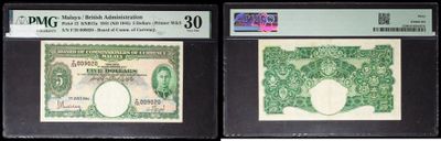 two pieces of paper money are on display on a black background