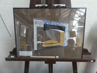 une photo d'un tableau posé sur un chevalet, sur lequel figure une image