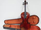 un violon posé dans son étui, accroché au mur