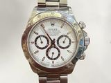 an image of a rolex watch with a white dial on a silver bracelet