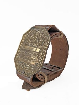 antique brass plated leather cuff bracelet with a brass plated clasp