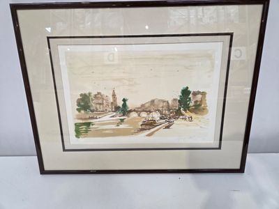 Quais de Seine à Paris, lithographie signée et datée 85 en b…