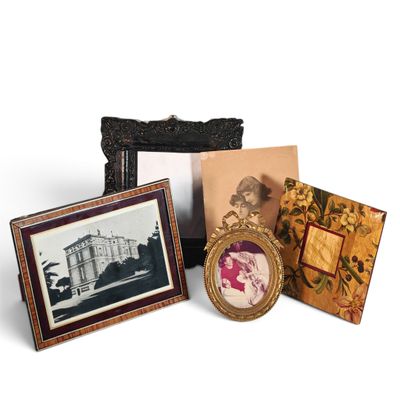 three framed pictures of women and a picture of a man on a white background