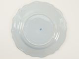 a white plate with a blue dot on it