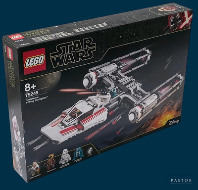 a box of lego star wars sets on a blue background