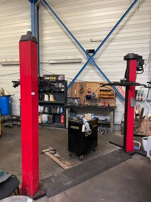 a picture of a garage with a lot of tools in it
