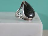 sterling silver ring with black onyxite stone