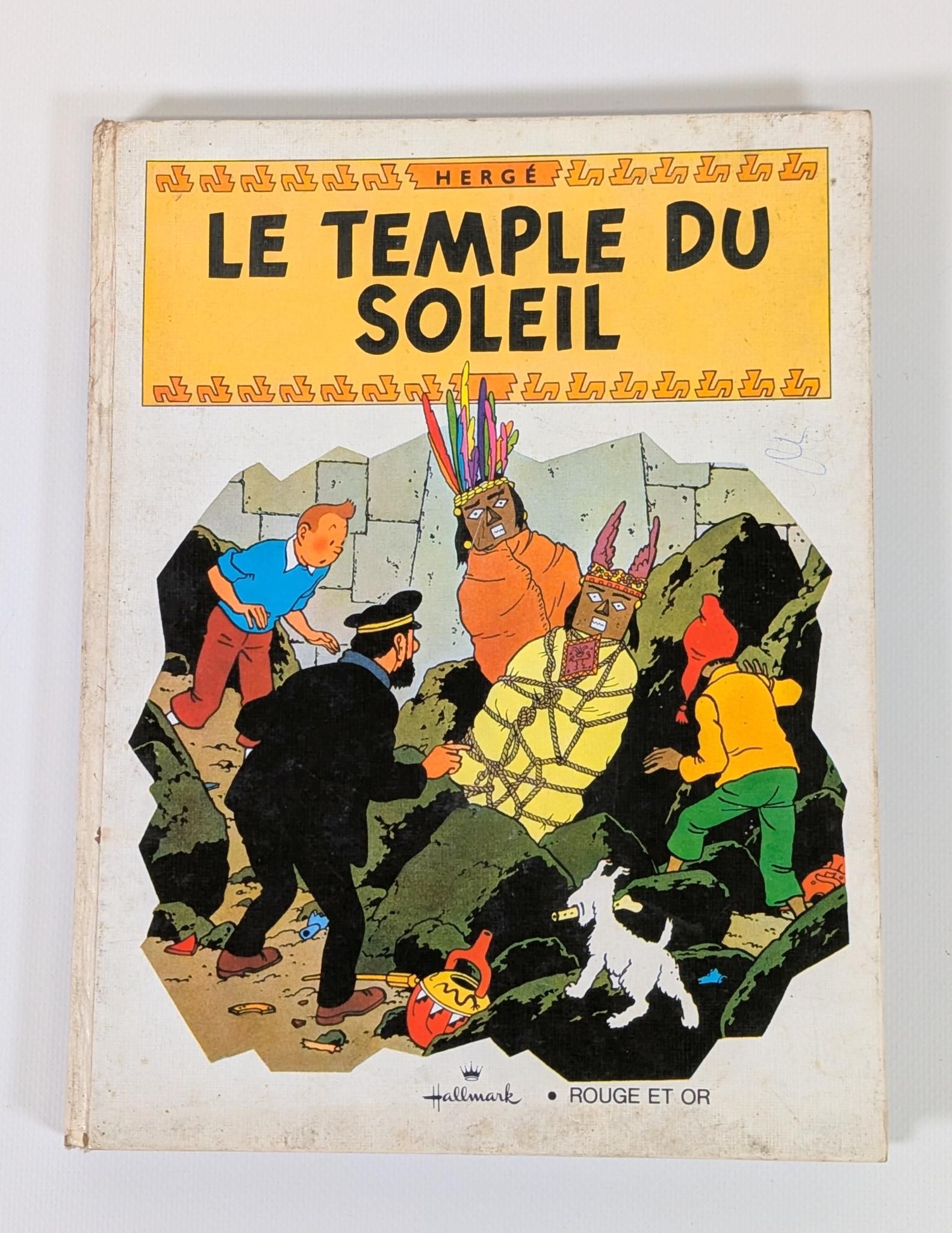 Album, Tintin Pop Up "Le temple du Soleil", édition Hallmark Rouge et Or 1969 (déchirure, frottements, traces de styl...