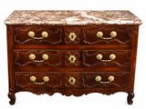 commode ancienne avec dessus en marbre et poignées en laiton