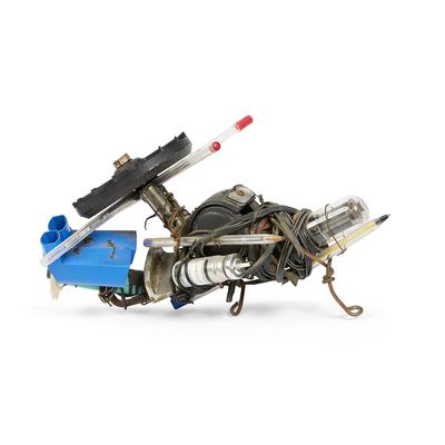 an image of a toy motorcycle with a gun attached to it ' s back