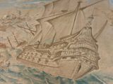 a picture of a painting of a ship in the ocean
