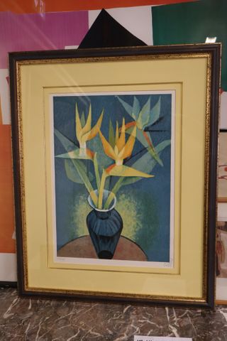Louis TOFFOLI (1907-1999). « Fleurs dans un vase » Lithographie j...