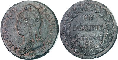 an old coin with a woman ' s face on it