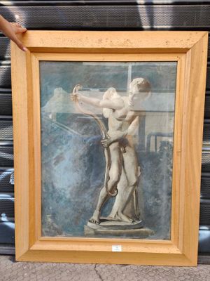 une photo d'un tableau représentant un homme tenant une croix