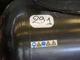 a close up of a tank with a sticker on it