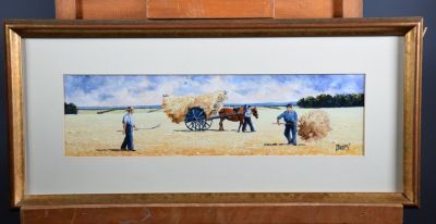 ETIENNE "La moisson" huile sur panneau