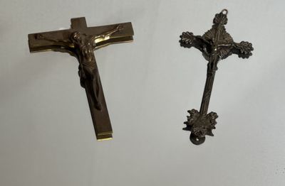 cross and crucifix on a white background