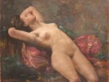 l'image d'un tableau représentant une femme nue allongée sur un lit