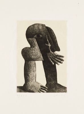 an image of a black and white drawing of two hands reaching out of a man ' s head