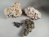 three different types of rocks are shown on a white surface