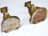 pair of antique brass candlesticks with a marble base